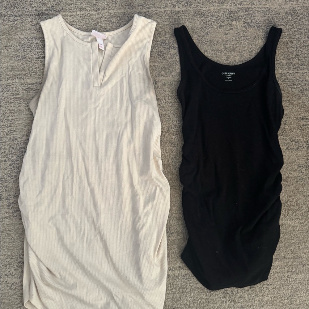 Isabel Maternity by Ingrid & Isabel Black and Cream Tank Tops